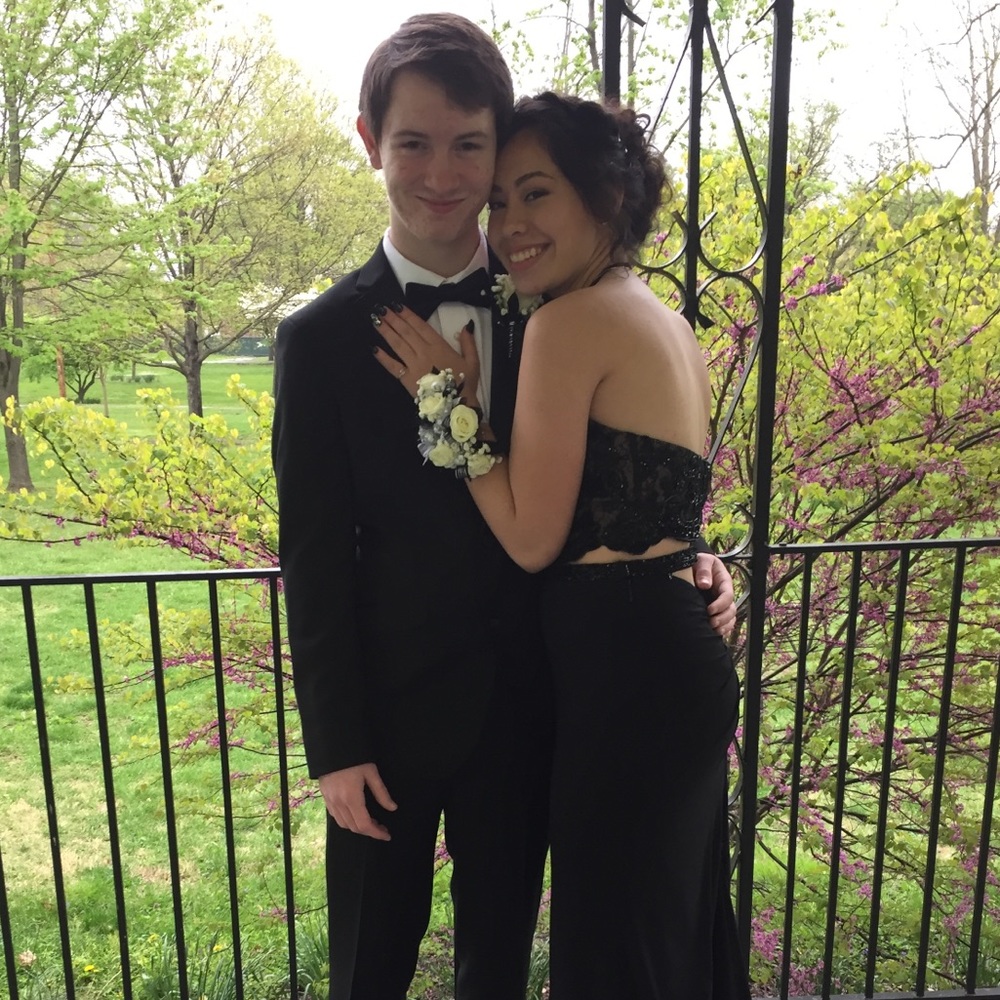 Black two piece prom dress